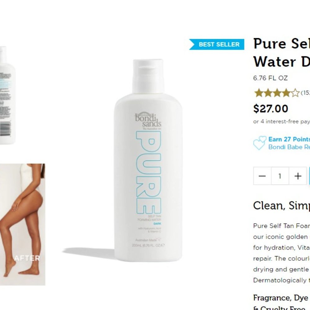 2 bottles of BONDI SANDS DARK PURE self tan foaming water